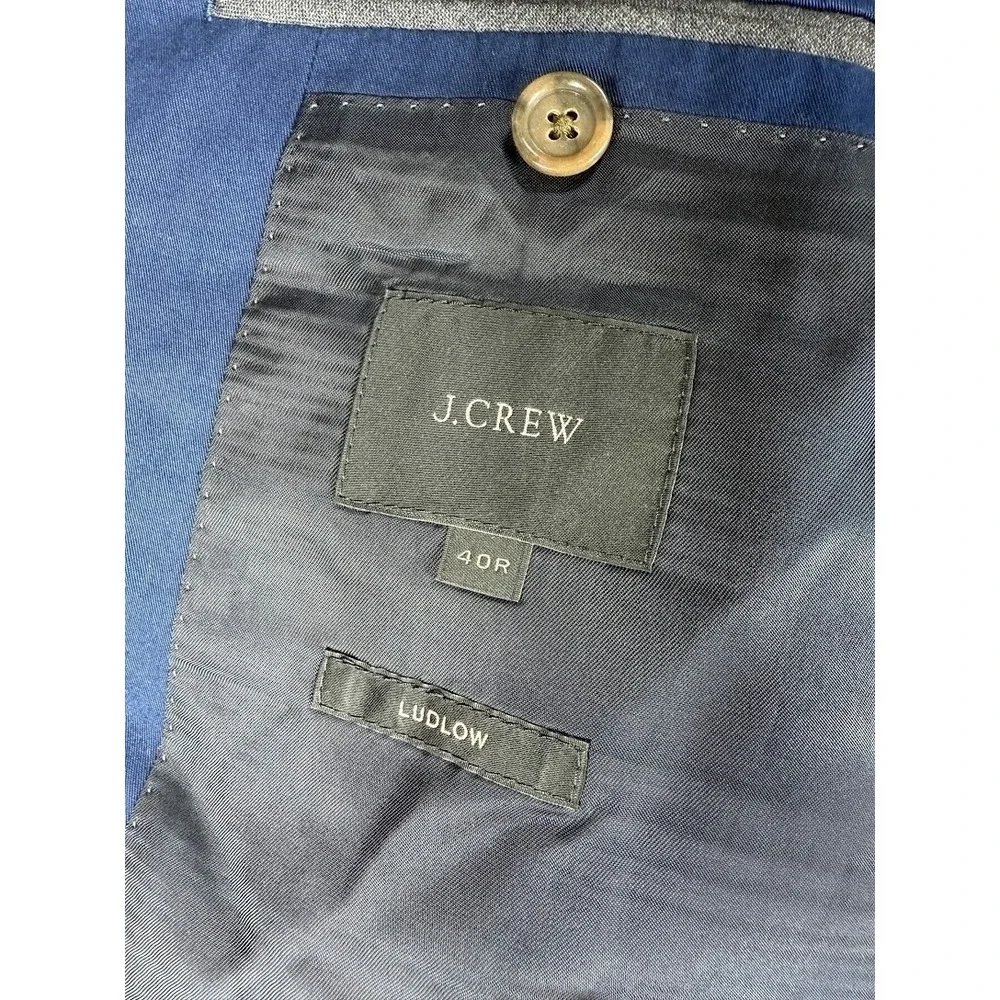J Crew Ludlow Blazer Mens 40R Blue Italian Cotton Sport Coat LARUSMANI‎ Fabric